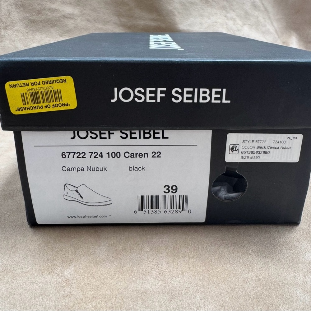 New Josef Seibel Caren 22 Campa Nubuck Sneakers Black 39 NIB Leather Zipper - Picture 10 of 13